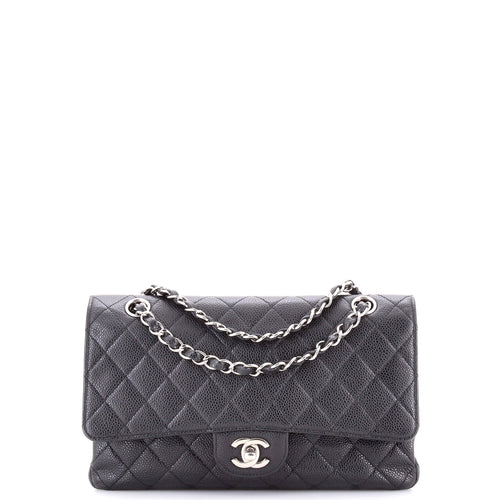 CHANEL Vintage Classic Double Flap Bag Quilted Caviar Medium