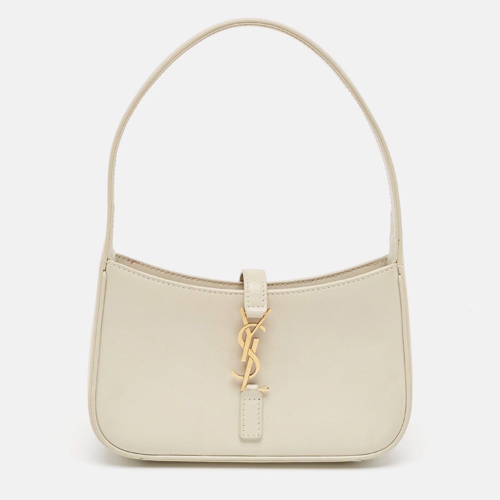 Saint Laurent Paris Saint Laurent Off White Leather Mini LE 5 &Agrave; 7 Pochette Bag