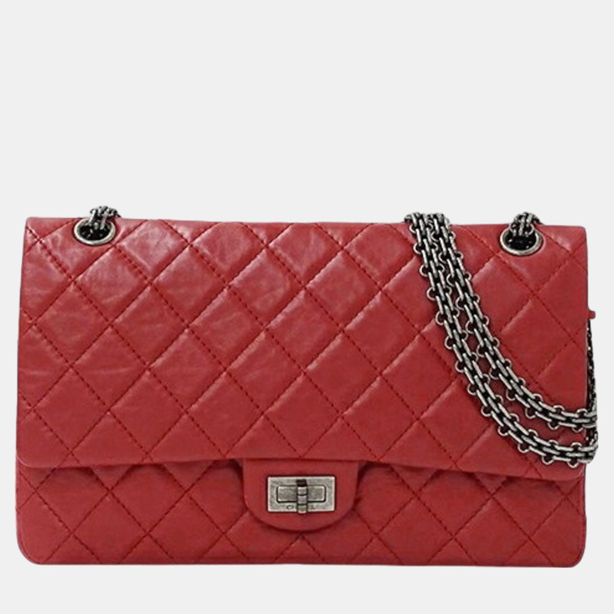 Chanel Red Leather 2.55 Matelasse  Shoulder Chain Double Flap bag