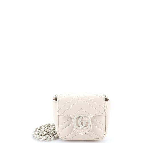 GUCCI GG Marmont Flap Belt Bag Matelasse Leather Mini