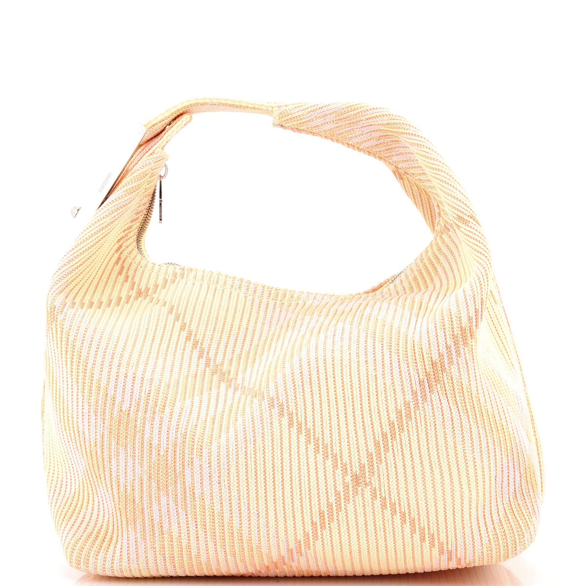 Burberry Peg Handle Bag Knit Check Fabric Medium