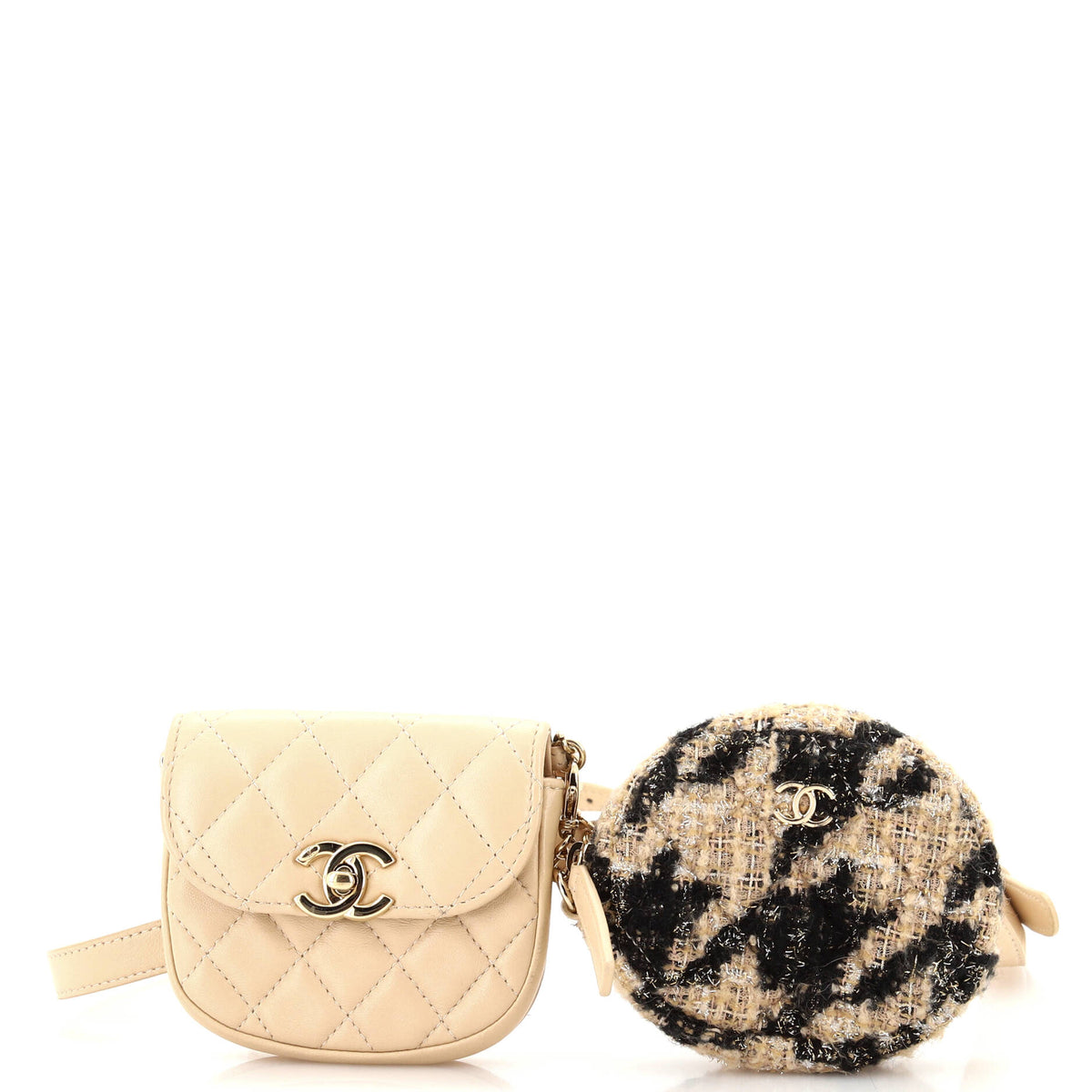 Chanel CHANEL CC Waist Bag with Coin Purse Quilted Lambskin and Tweed