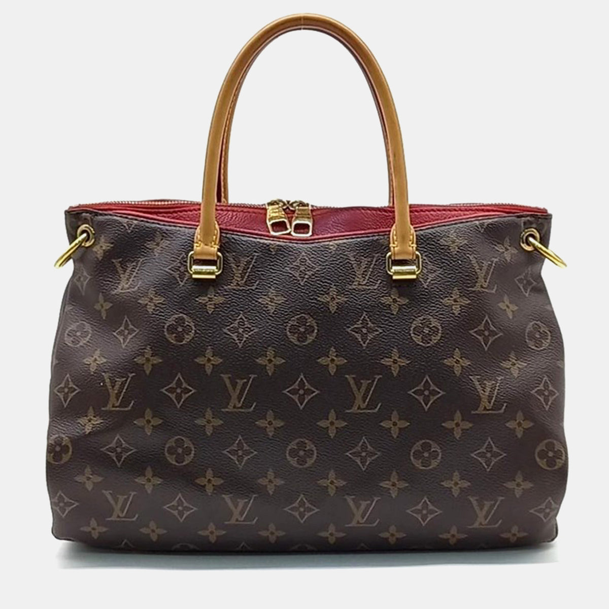 Louis Vuitton Red/Brown Monogram Canvas and Leather Pallas Top Handle Bag