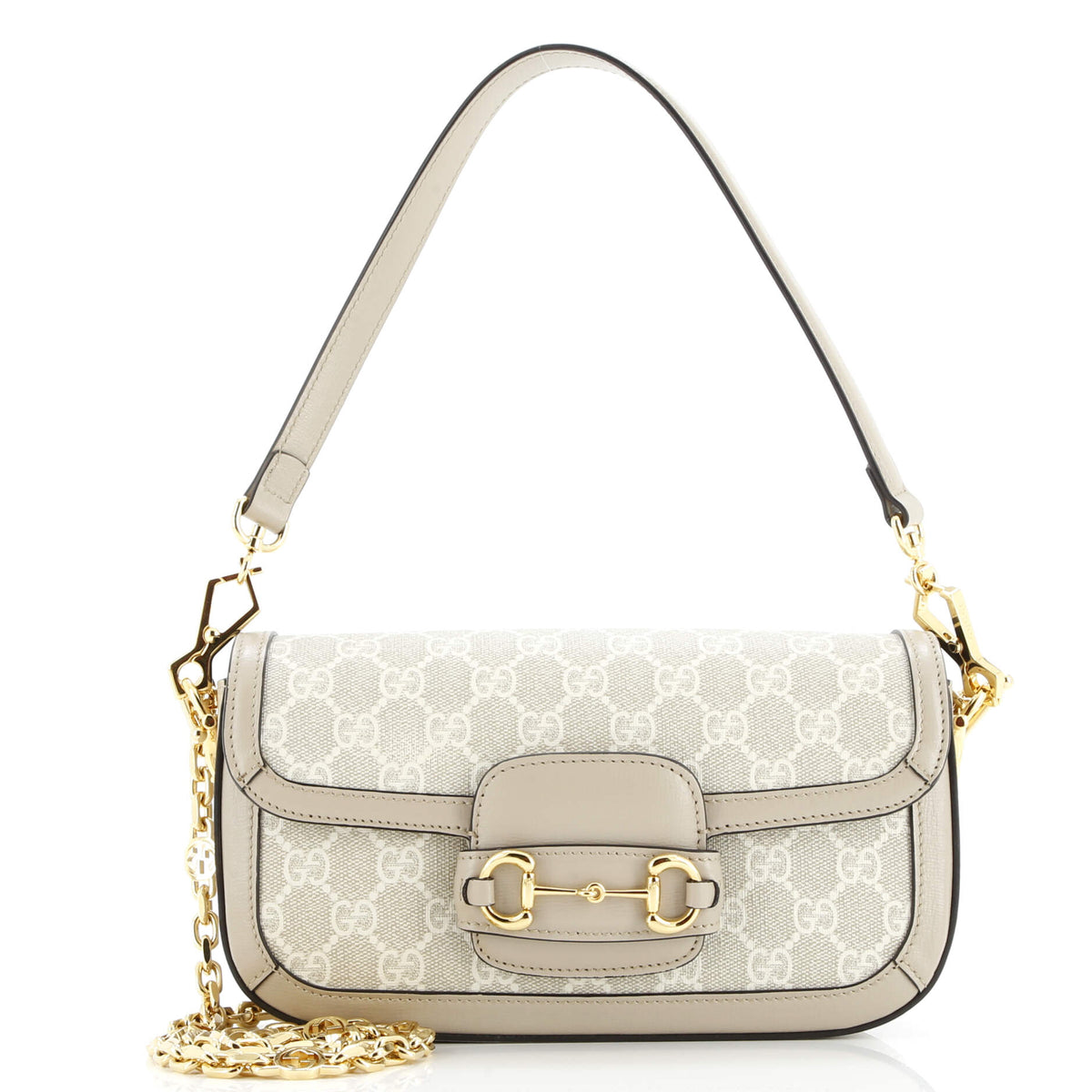 Gucci GUCCI Horsebit 1955 Shoulder Bag GG Coated Canvas with Leather East West