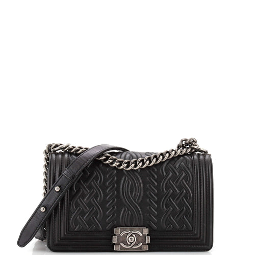 CHANEL Paris-Edinburgh Boy Flap Bag Celtic Knot Embossed Calfskin Old Medium