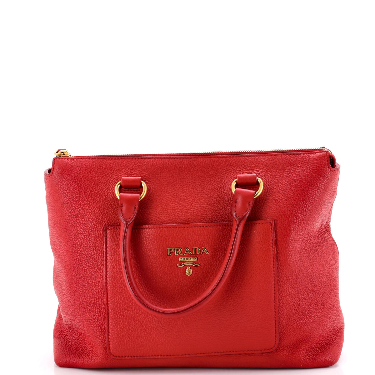 Prada PRADA Pocket Convertible Zip Satchel Vitello Daino Medium