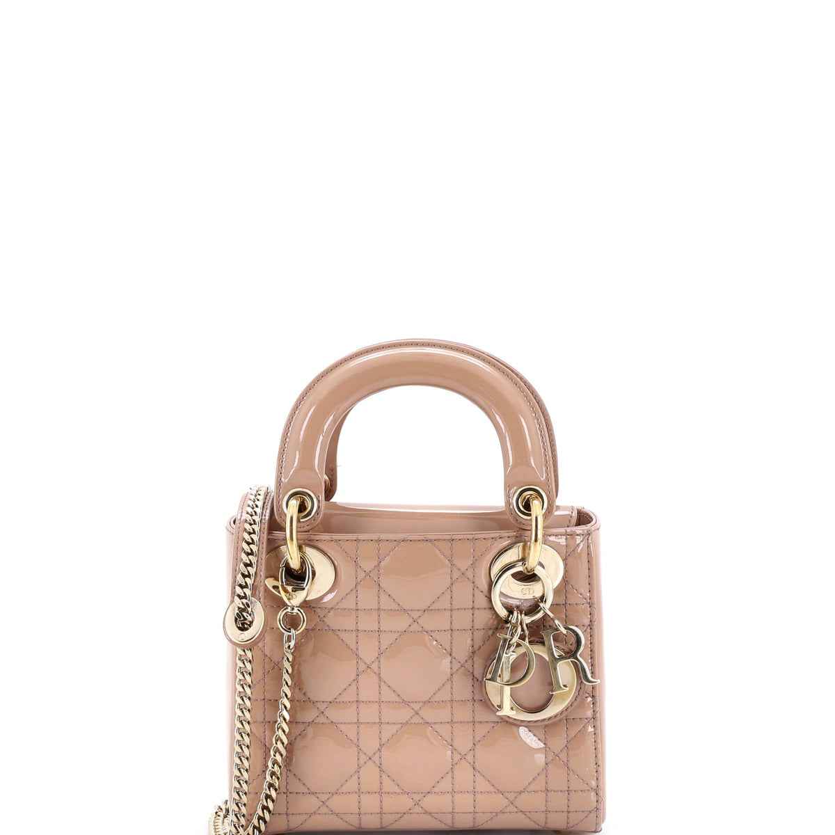 Christian Dior Lady Dior Chain Bag Cannage Quilt Patent Mini