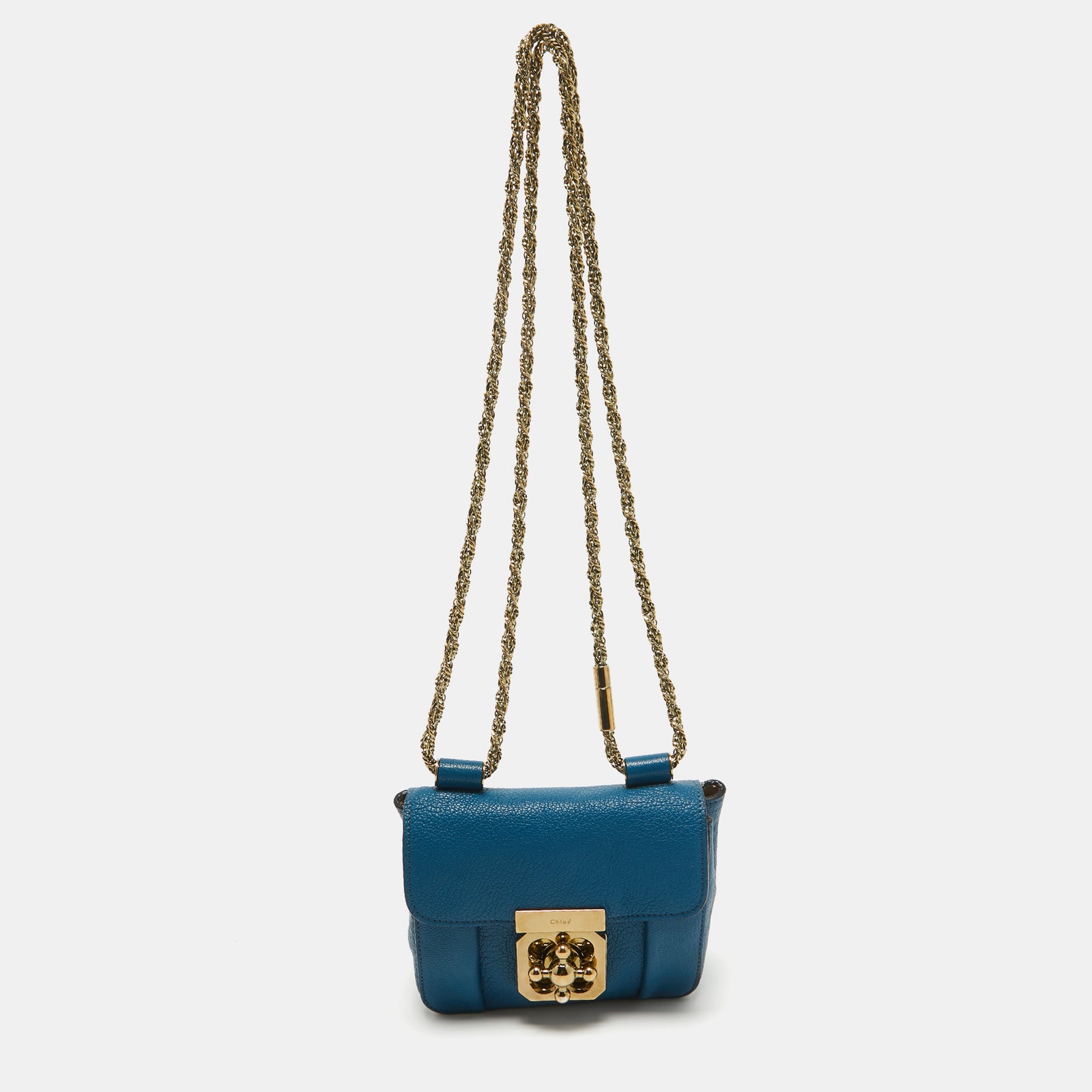 Chloe Blue Leather Mini Elsie Crossbody Bag