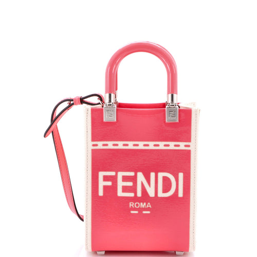 FENDI Sunshine Shopper Tote Patent and Canvas Mini