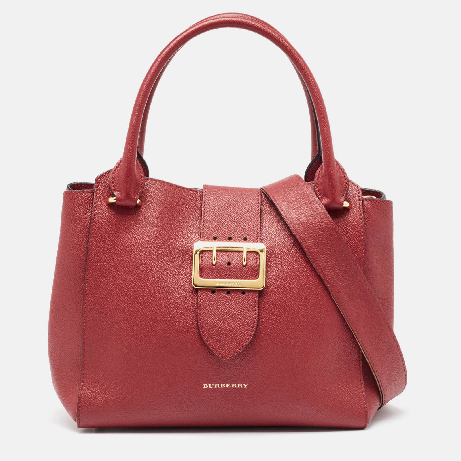 Burberry Red Leather Buckle Tote