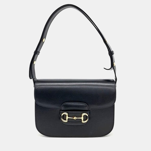Black Leather 1955 Horsebit Shoulder Bag