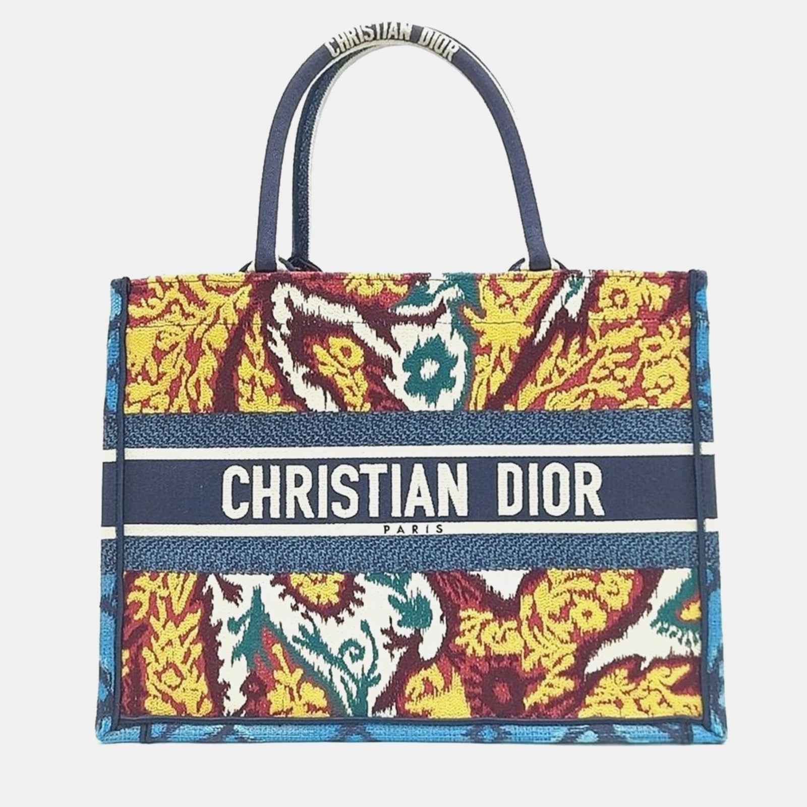 Dior Sac fourre-tout en toile brodée multicolore de taille moyenne Christian