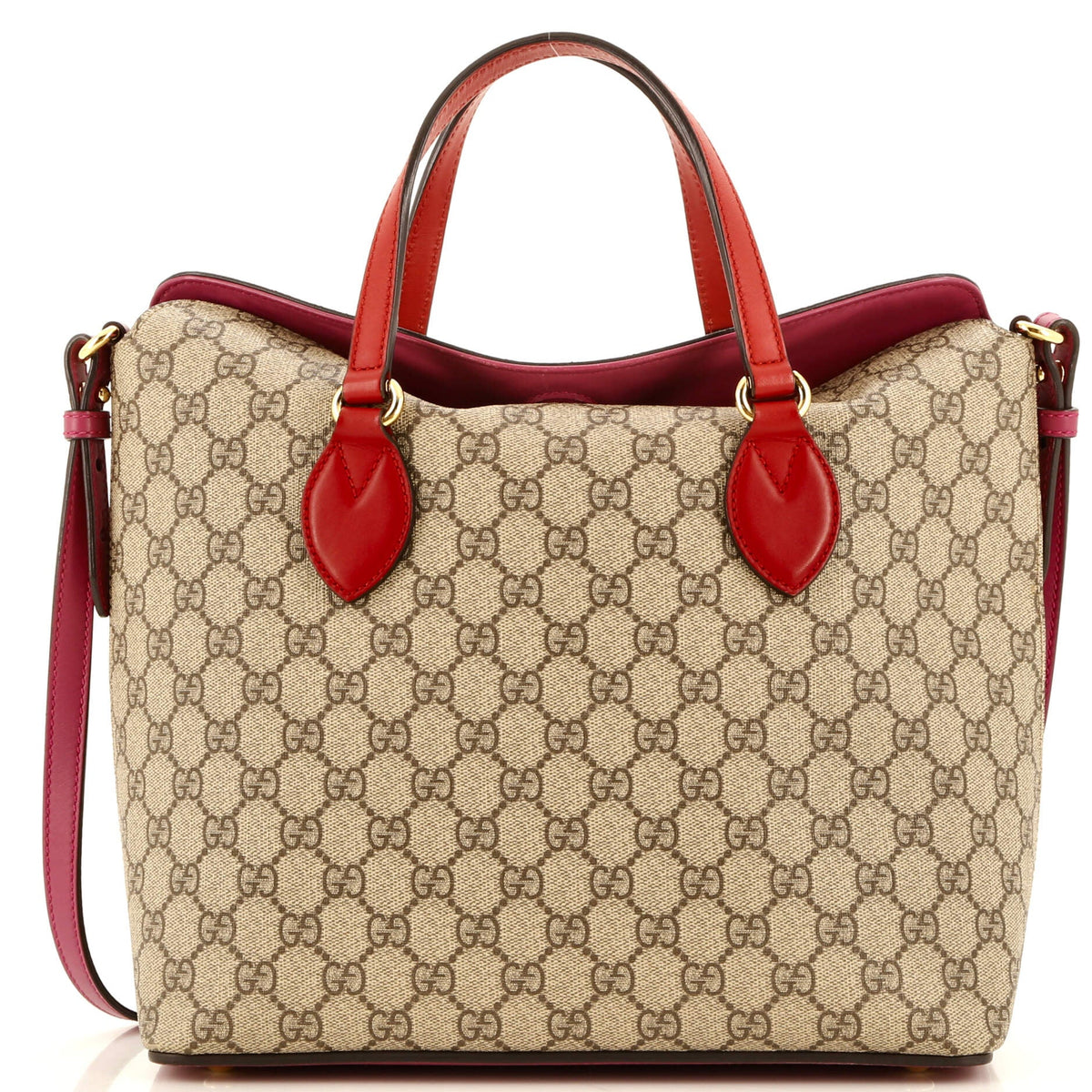 Gucci GUCCI Signature Fold Over Tote GG Coated Canvas Medium