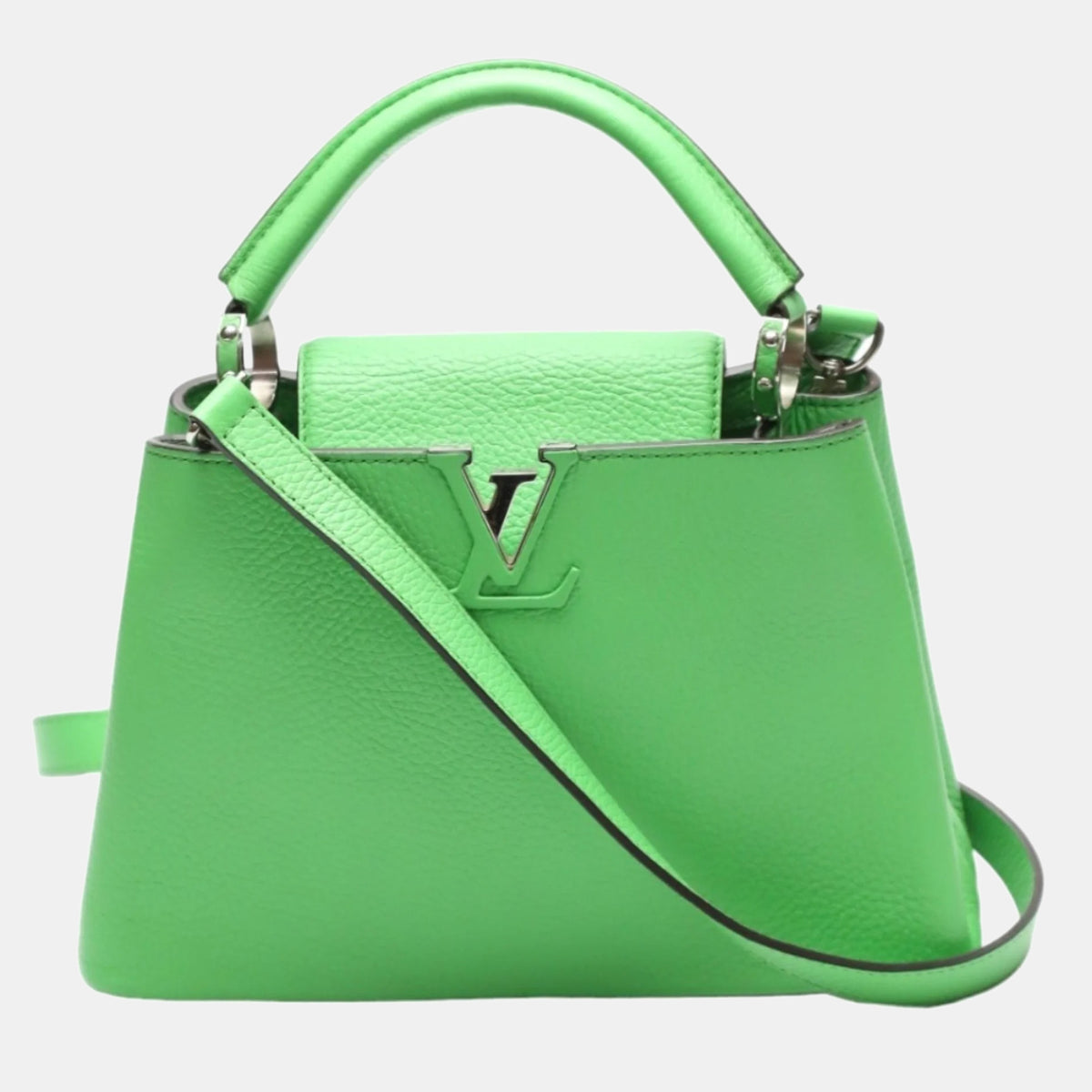 Louis Vuitton Green Leather Capucines BB Top Handle Bag