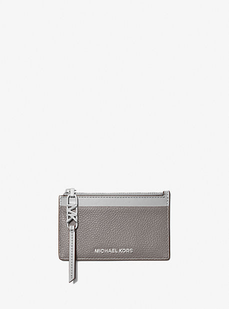 Michael Kors MK Empire Small Pebbled Leather Card Case - Grey - Michael Kors