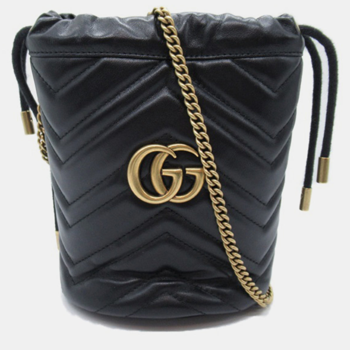 Gucci Black Leather Mini GG Marmont Shoulder Bag