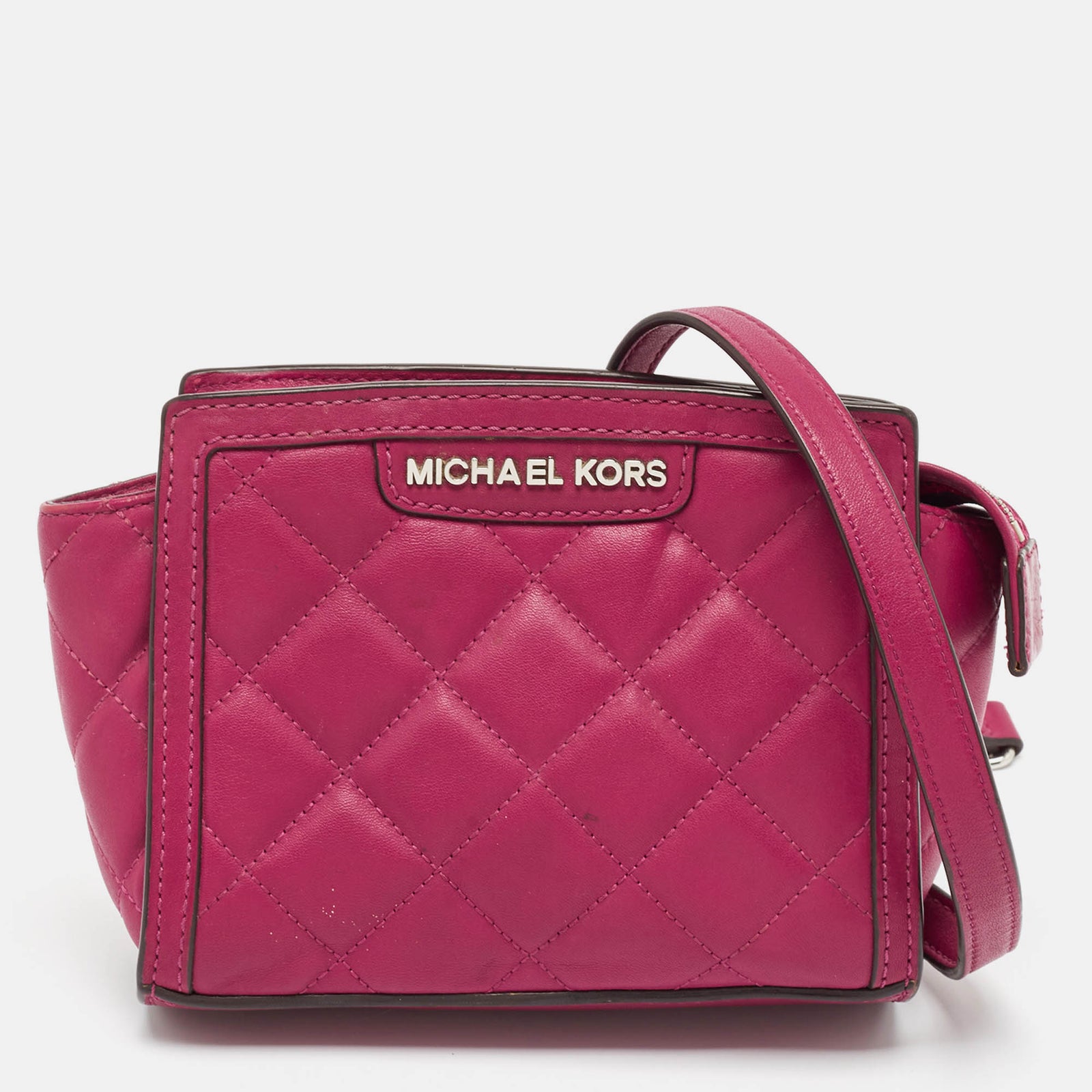 Michael Kors Fuchsia Pink Quilted Leather Micro Selma Tote