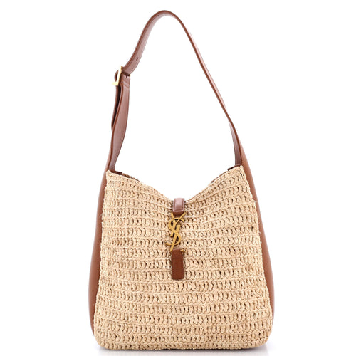 Le 5 a 7 Supple Hobo Raffia and Leather Small