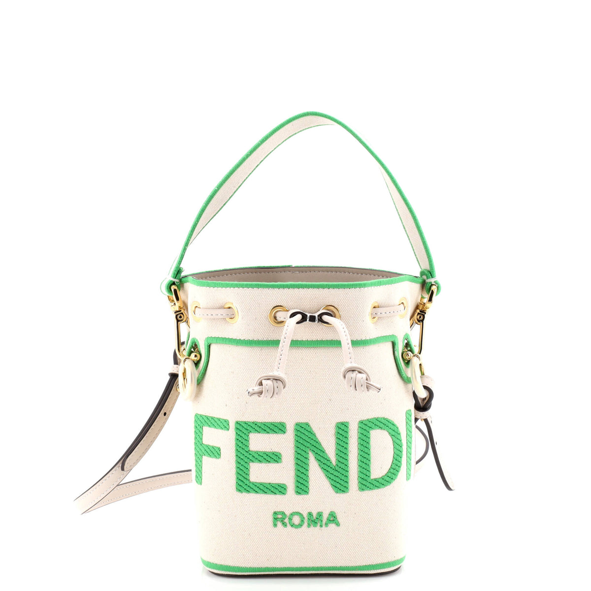 Fendi FENDI Logo Mon Tresor Bucket Bag Embroidered Canvas Mini