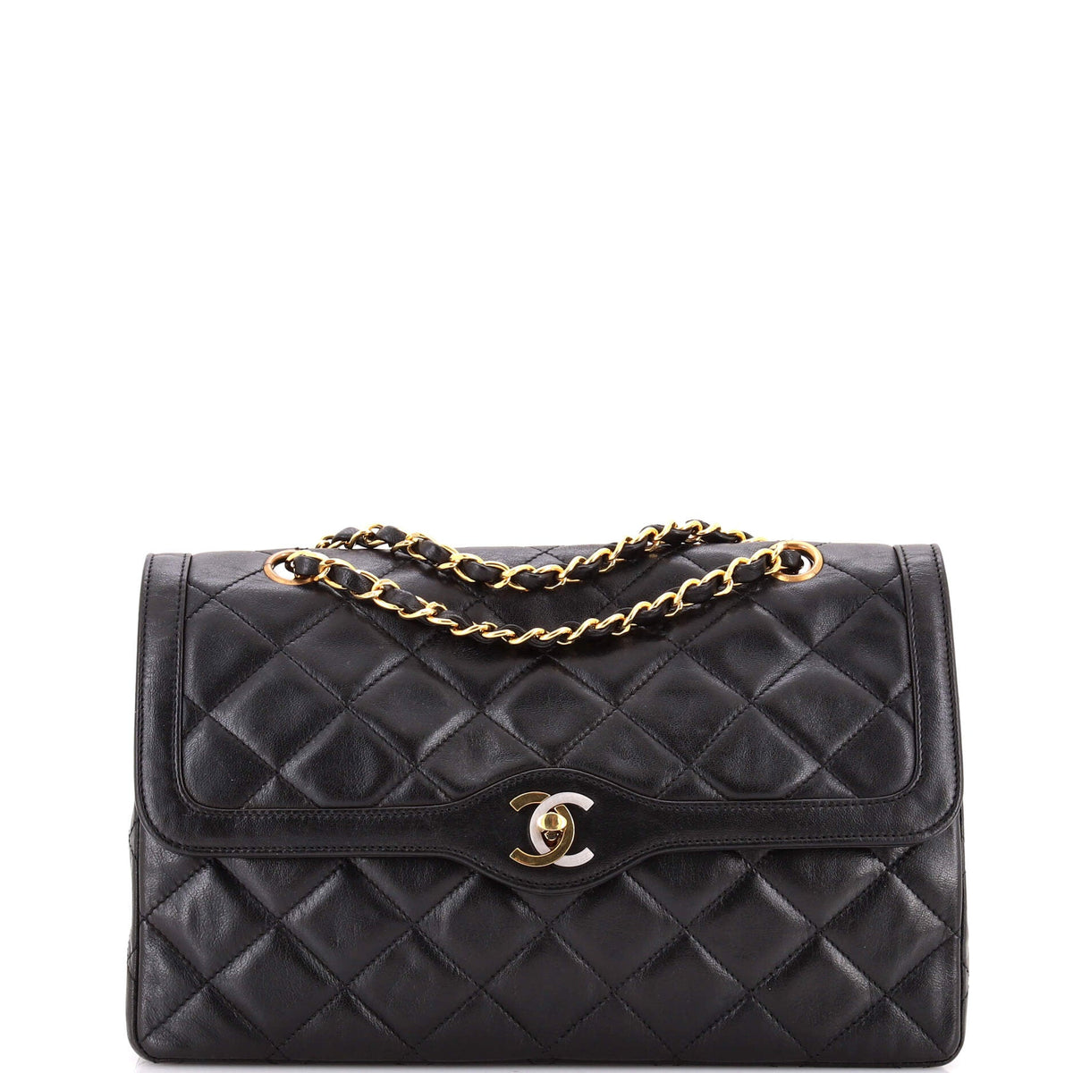 Chanel CHANEL Vintage Two Tone CC Flap Bag Quilted Lambskin Medium