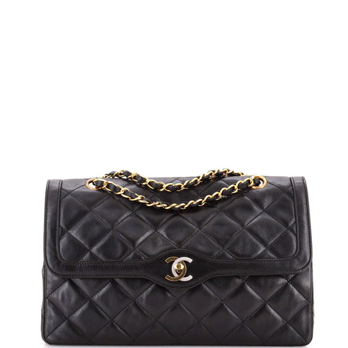 CHANEL Vintage Two Tone CC Flap Bag Quilted Lambskin Medium