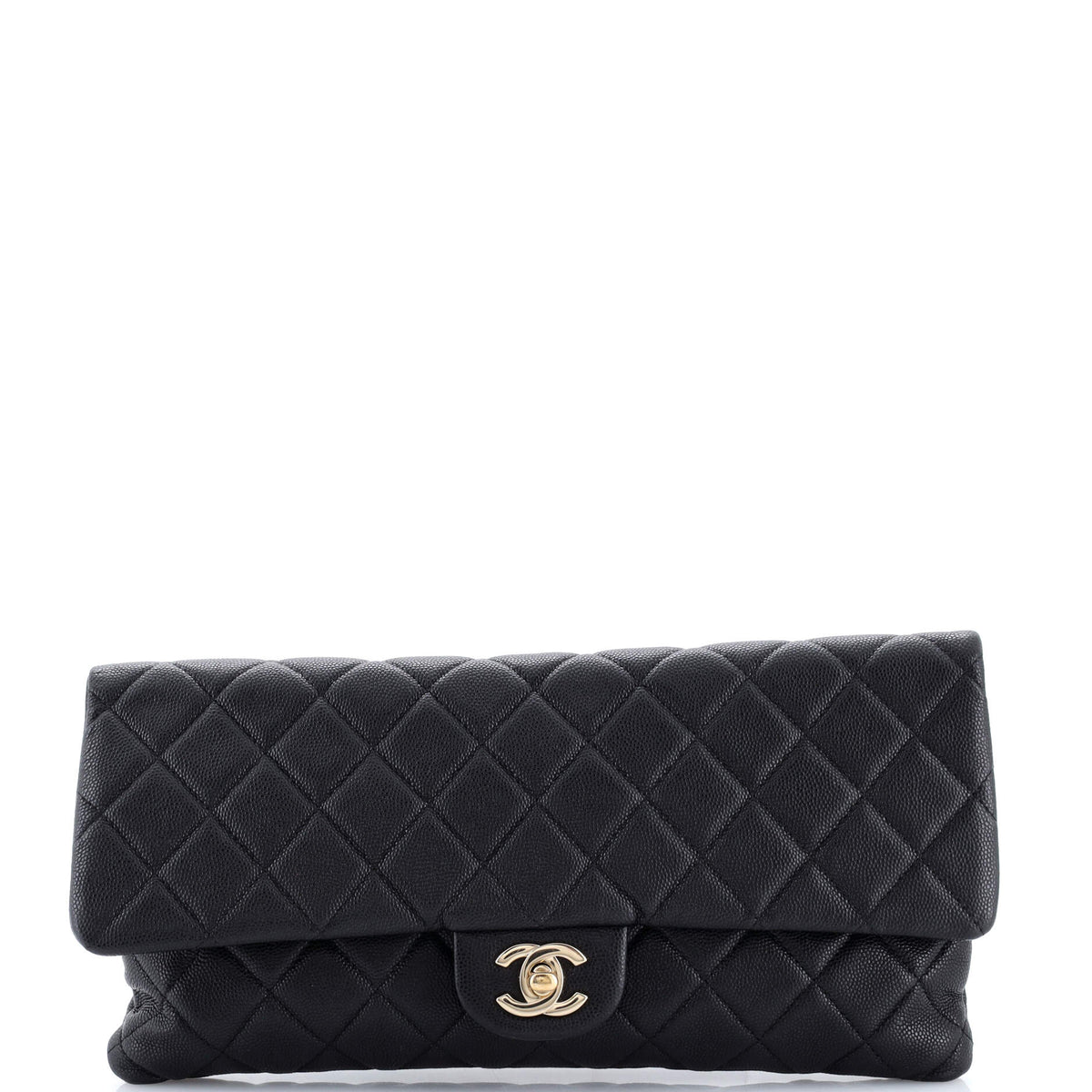 Chanel CHANEL East West Classic Flap Clutch Quilted Caviar