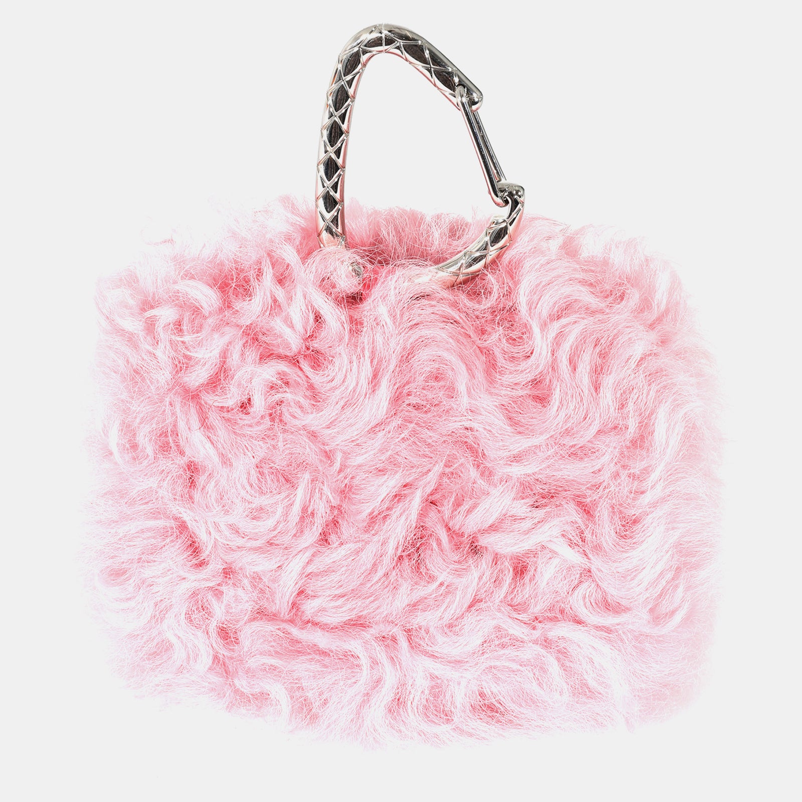 Chanel Porte-cartes à crochet en peau de mouton rose