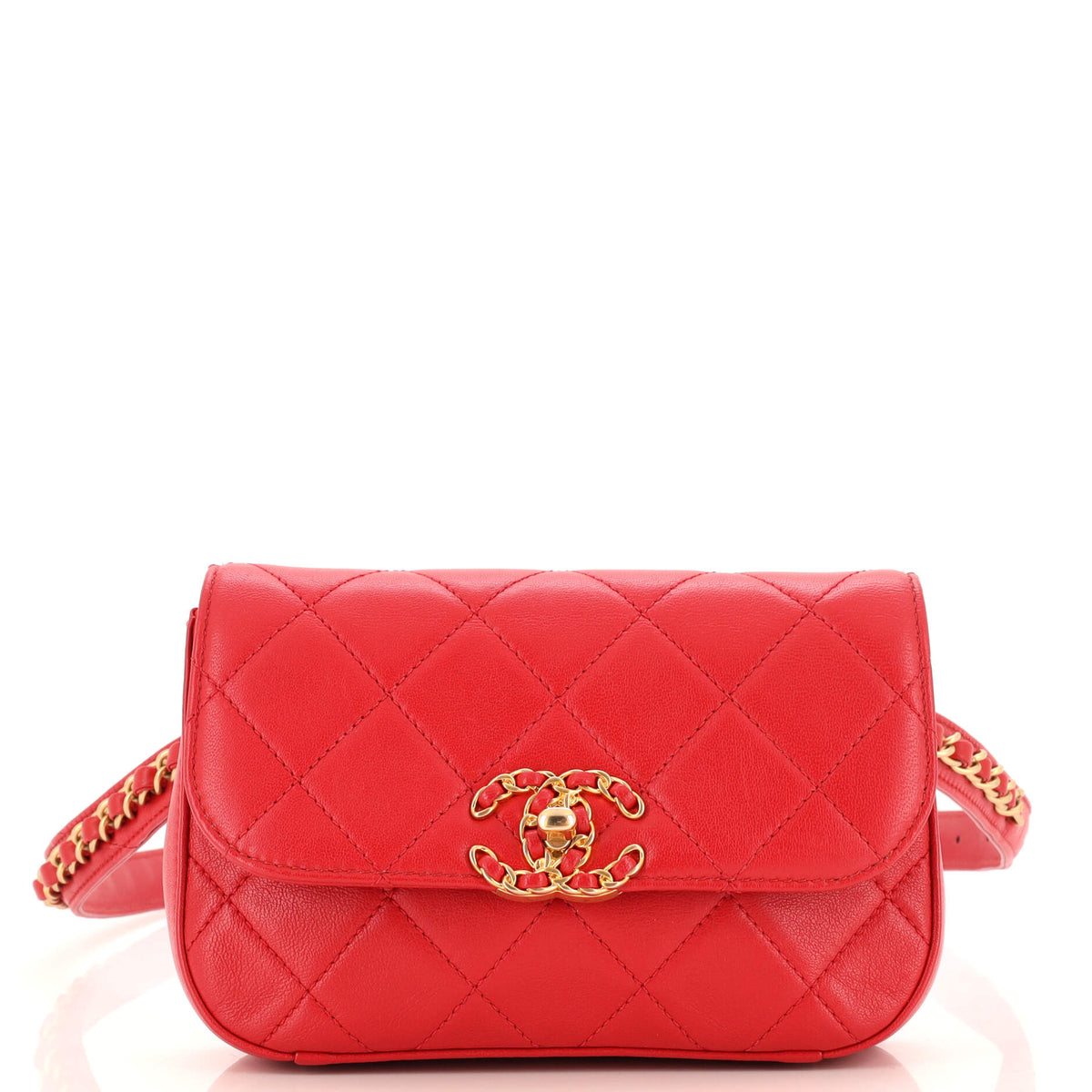 Chanel CHANEL Chain Infinity Waist Bag Quilted Lambskin