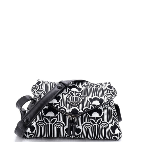 PRADA Signaux Shoulder Bag Jacquard Knit Medium