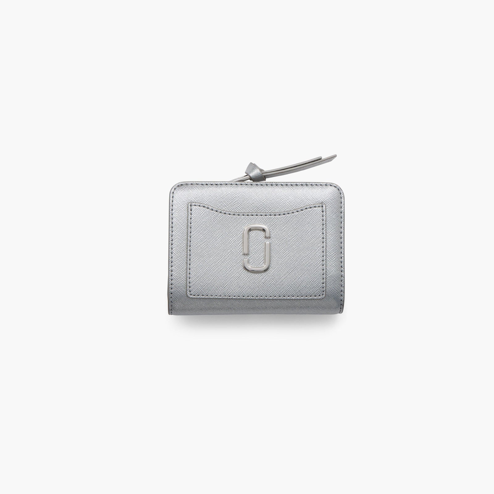 Marc Jacobs The Metallic Utility Snapshot Mini Compact Wallet Bag in Silver