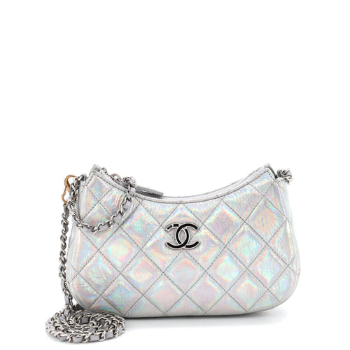 CHANEL Hobo Clutch with Chain Quilted Iridescent Metallic Goatskin