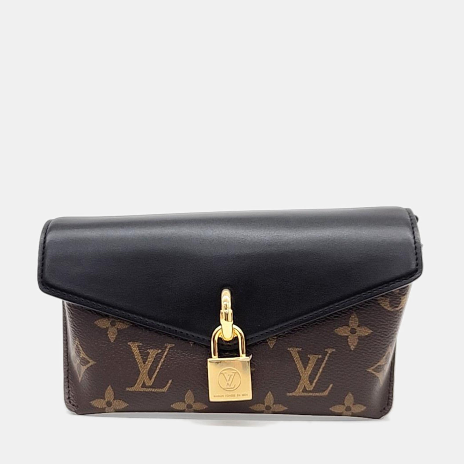 Louis Vuitton Schwarzes Canvas-Monogramm und Ledervorhängeschloss am Riemen