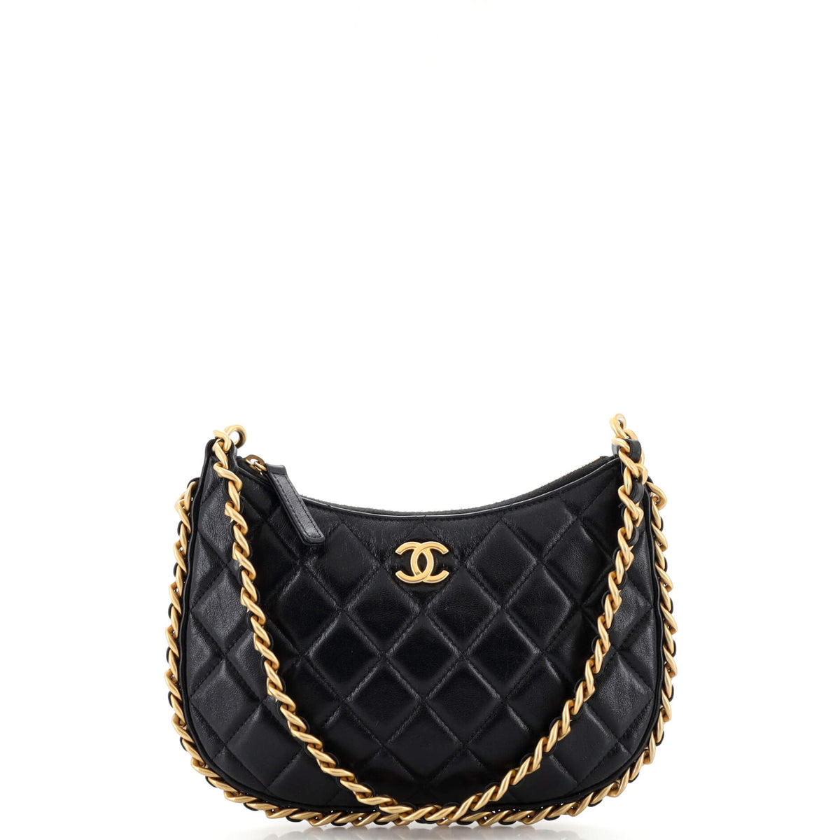 Chanel CHANEL CC Chain Around Hobo Quilted Lambskin