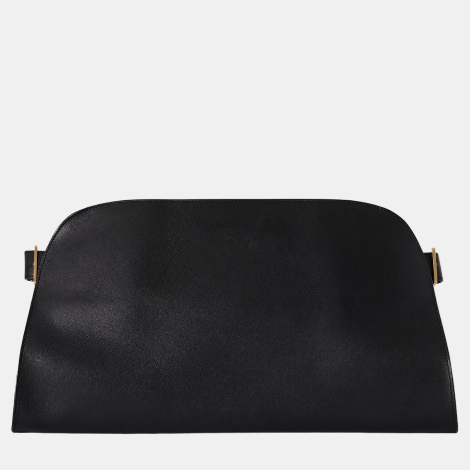 The Row Black Calfskin Leather Margaux EW Clutch