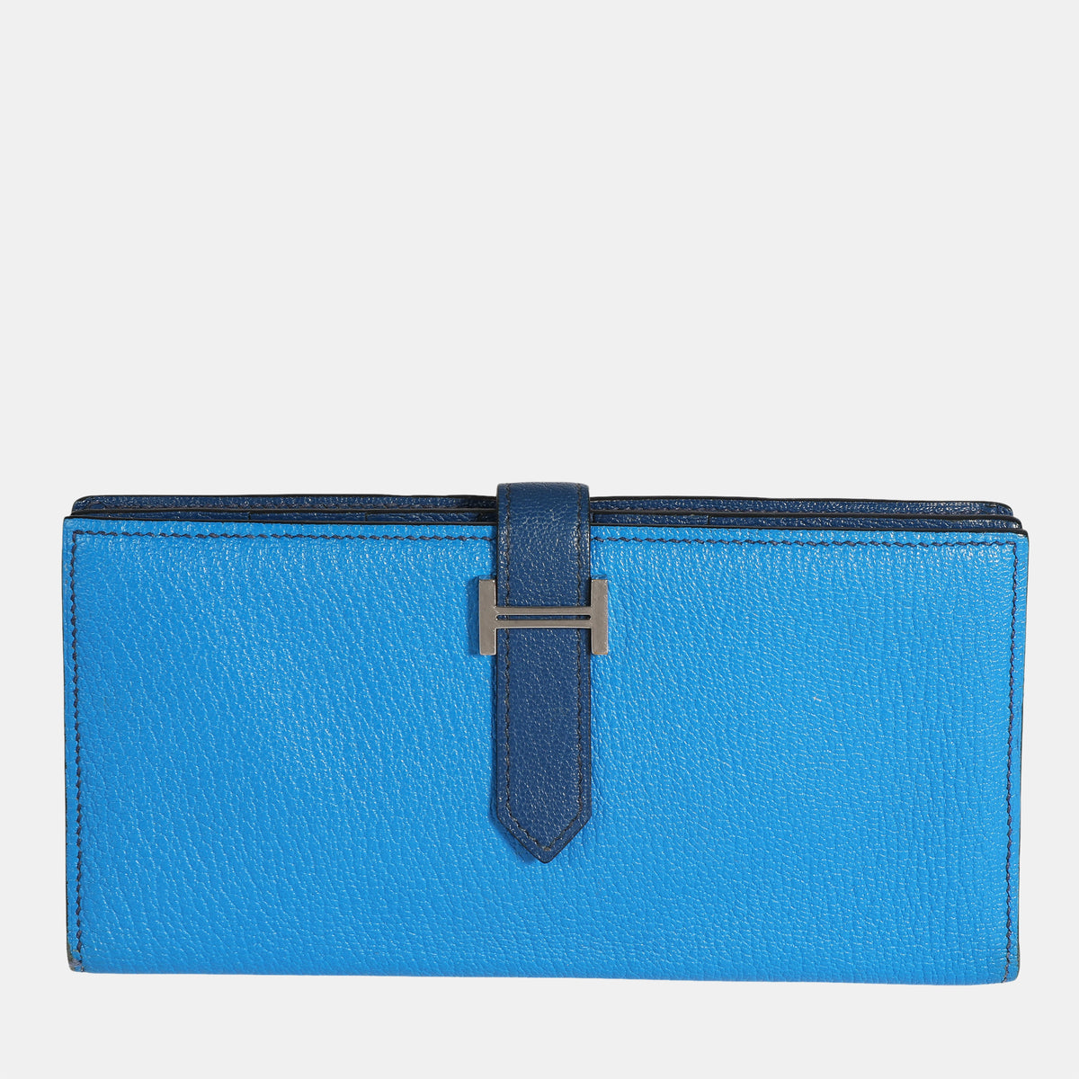 Hermès Bleu Izmir & Bleu Saphir Ch&eacute;vre Leather Bearn Wallet PHW