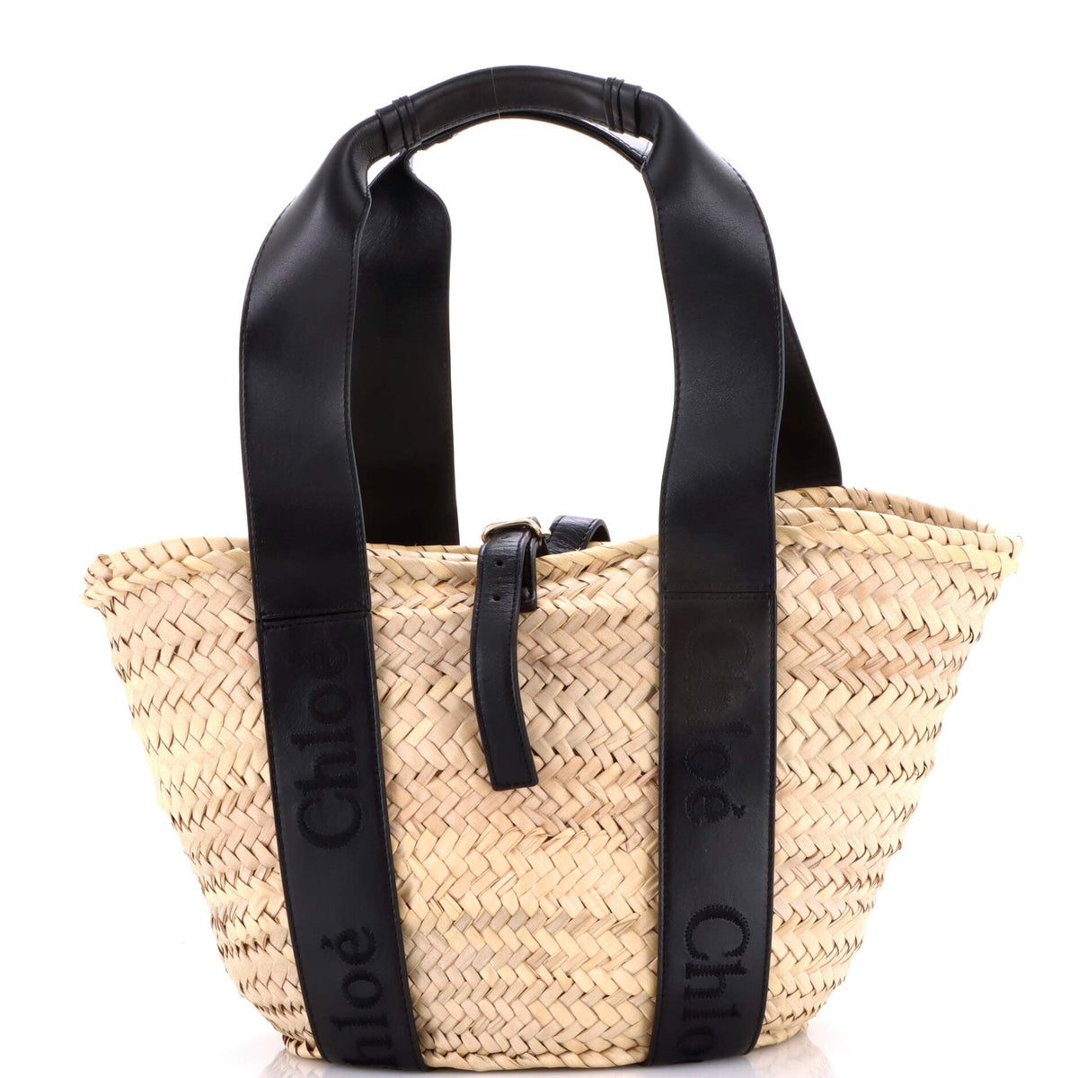 Chloe CHLOE Sense Basket Tote Raffia with Leather Medium
