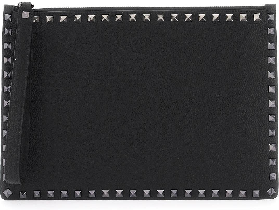 Valentino Garavani Men's Rockstud Pouch in Black | 4Y2P0U78BVR