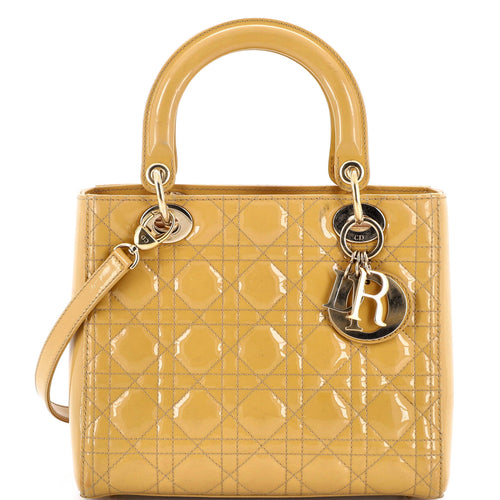 Lady Dior Bag Cannage Quilt Patent Medium