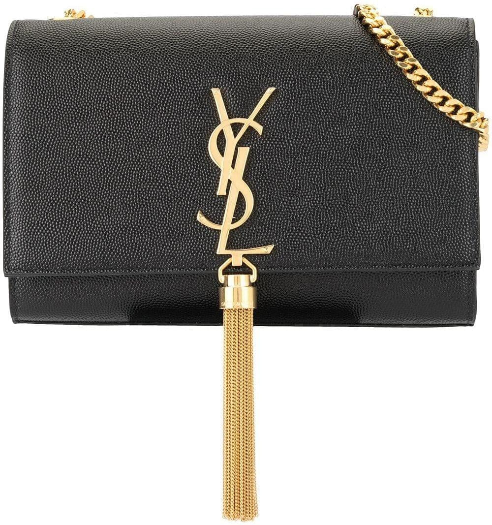 Saint Laurent Women's Kate Leather Shoulder Bag in Nero | 474366BOW0J1000