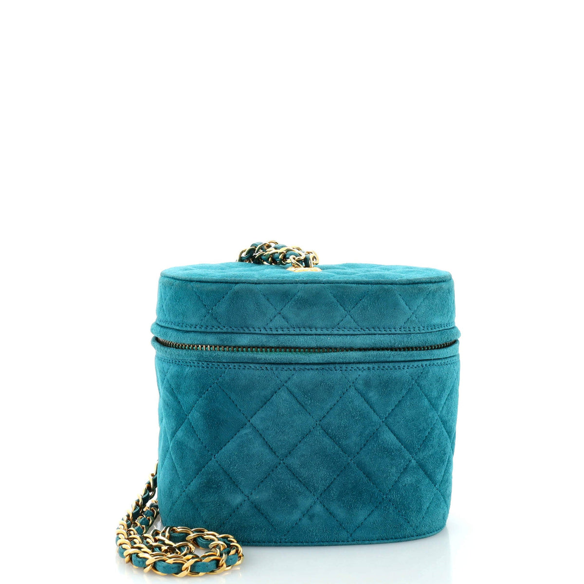 Chanel CHANEL Vintage Tassel Chain Vanity Case Shoulder Bag Quilted Suede Small