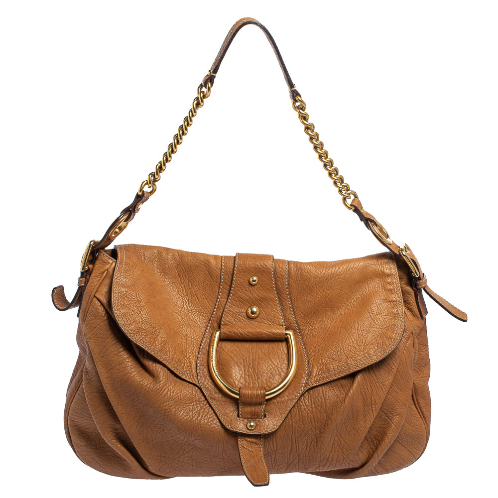 Dolce & Gabbana Brown Leather D-Ring Hobo