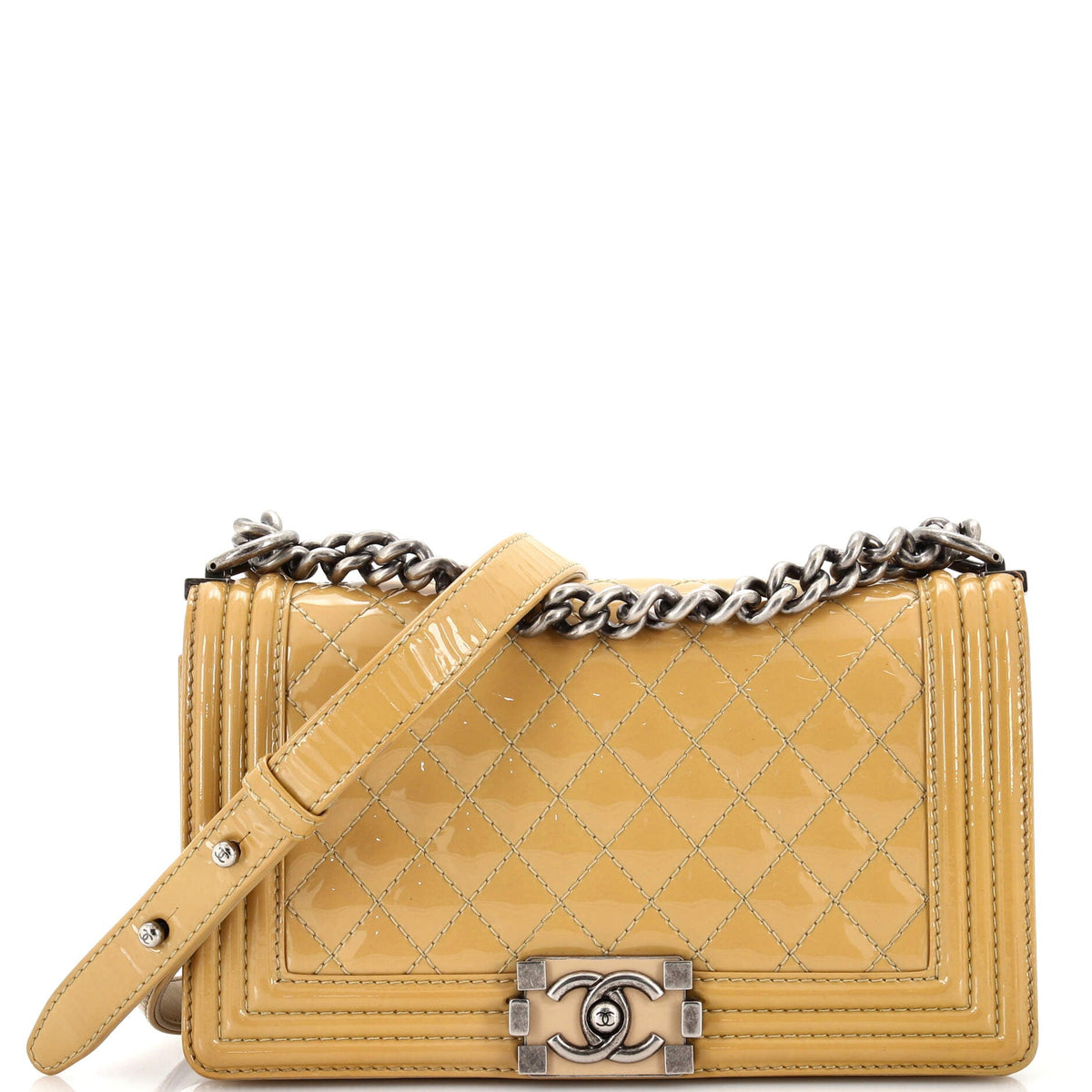 Chanel CHANEL Boy Flap Bag Quilted Patent Old Medium