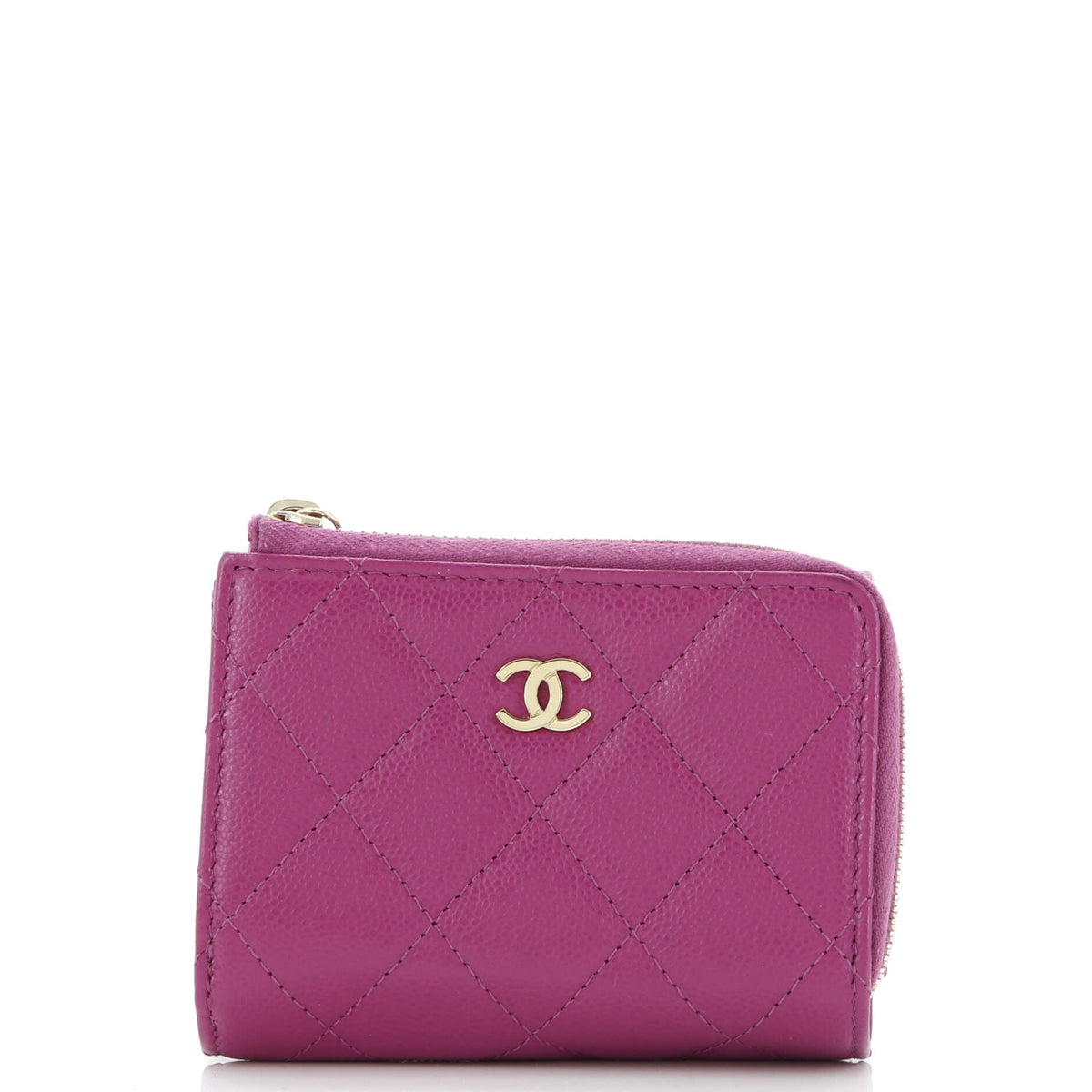 Chanel CHANEL CC Zip Trifold Wallet Quilted Caviar Compact