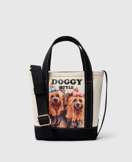 Jeff Koons Doggy Style Crossbody Tote Bag, Woman, Ivory/Black