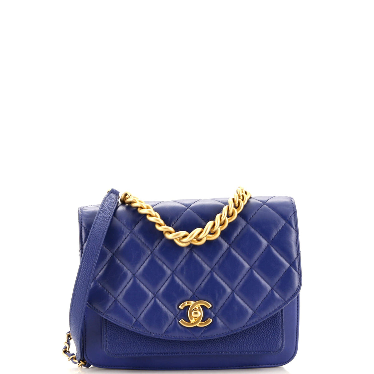 Chanel CHANEL Chain Handle Flap Bag Quilted Calfskin with Caviar Small