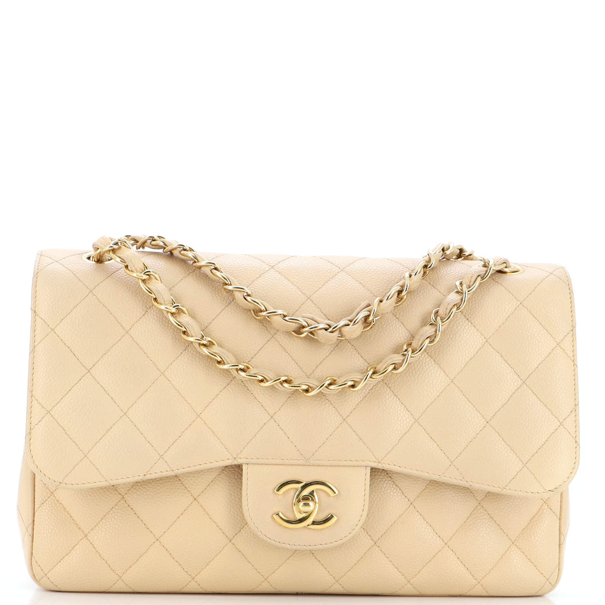 Chanel CHANEL Vintage Classic Double Flap Bag Quilted Caviar Jumbo