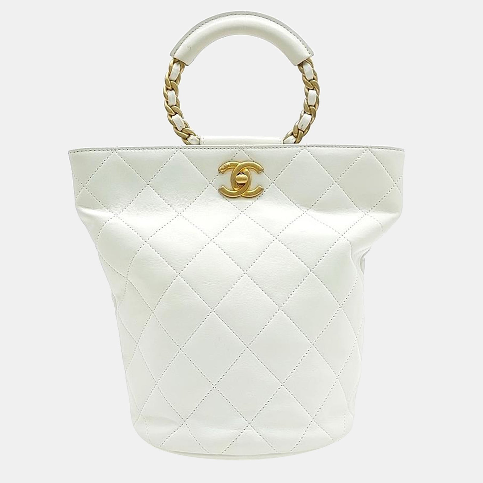 Chanel White Leather In the Loop Chain Backpack