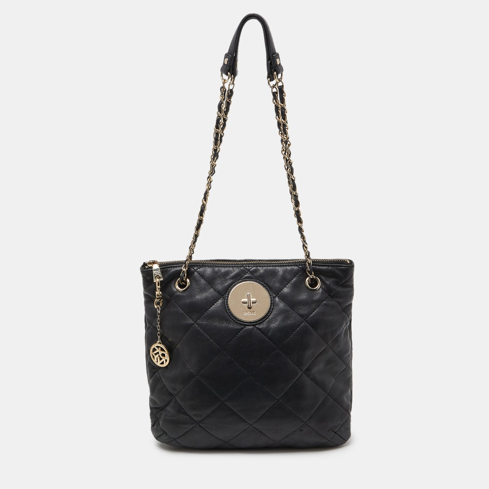 DKNY DKNY Black Quilted Leather Zip Shoulder Bag