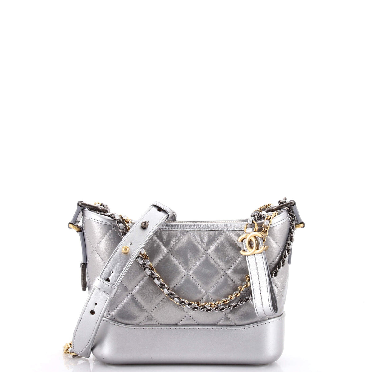 Chanel CHANEL Gabrielle Hobo Quilted Metallic Aged Calfskin Small