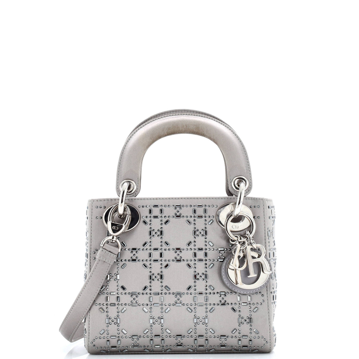 Christian Dior Lady Dior Bag Crystal Embellished Cannage Quilt Satin Mini